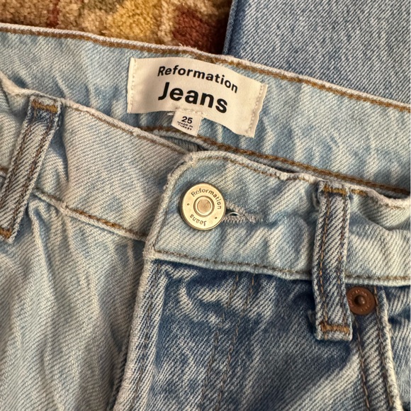 Reformation Cynthia Twotone High Rise Straight Jeans Size 25 Two Tone - Picture 4 of 9